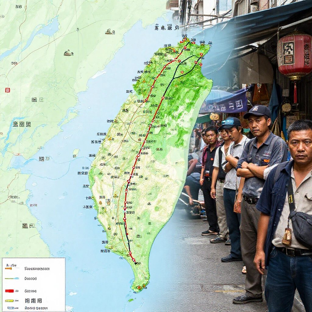 Taiwan western railway map spotlighting Kaohsiung's southern end, with gang markers and tough leaders eyeing gritty street markets