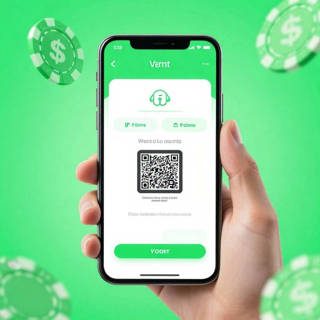 手機畫面顯示虛擬銀行轉帳與超商條碼儲值選項，周圍飄浮綠色貨幣籌碼