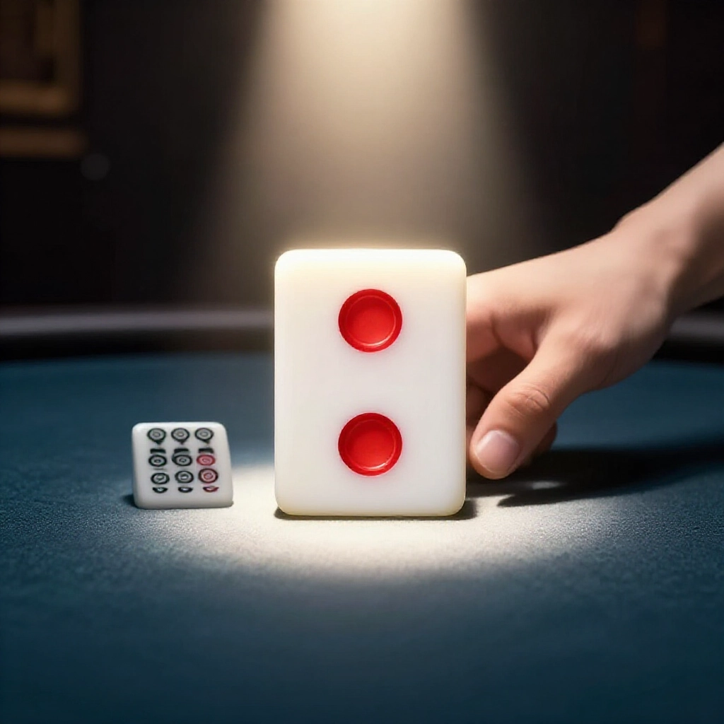 Unbeatable supreme hand featuring ding san red three dot tile and er si mixed six dot tile dominating poker table under dramatic spotlight highlighting victory glow