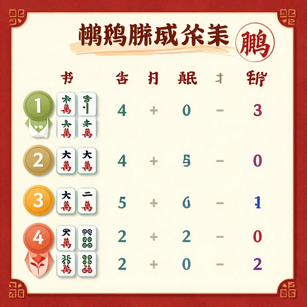 碰碰胡台數組合圖表,顯示基礎 4 台加三暗刻等加成,傳統中式背景
