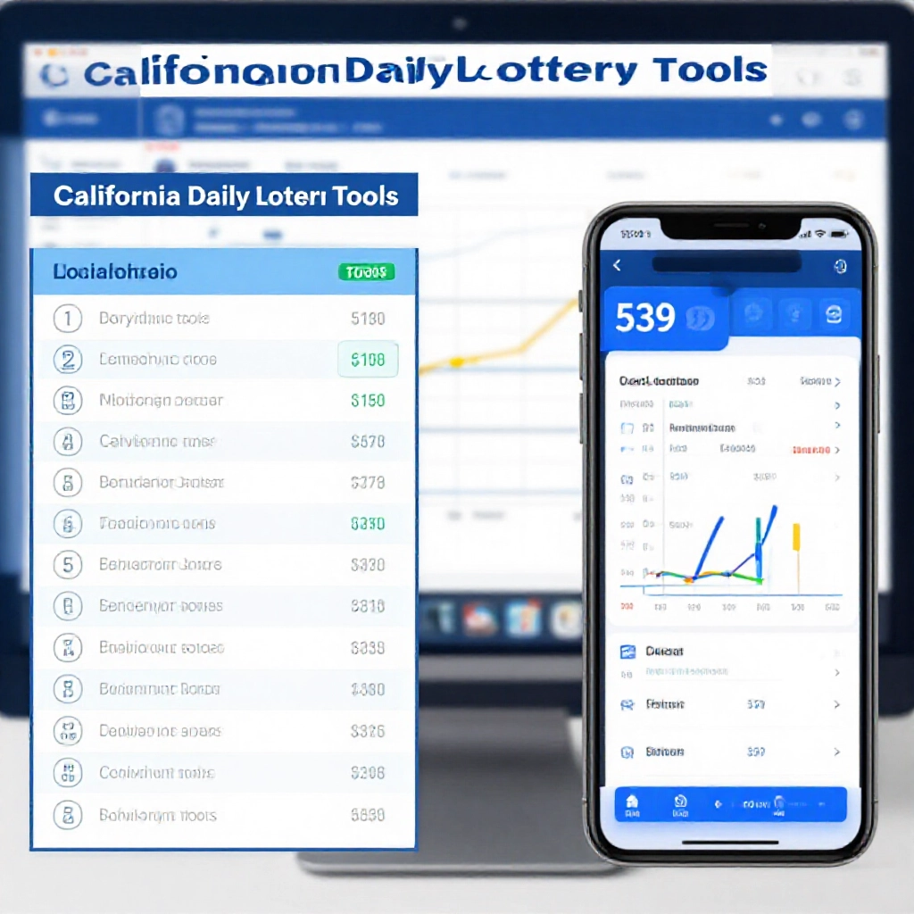 Comparison chart of California daily lottery tools versus local 539 app showing timezone conversion features on computer screen with graphs and data visuals