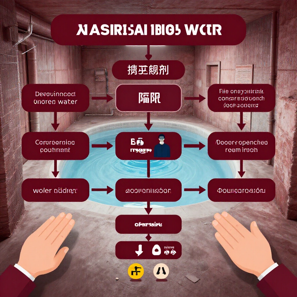 地下水房運作流程圖,從詐騙接收到洗錢轉移,警示箭頭與法律障礙深紅緊張風格