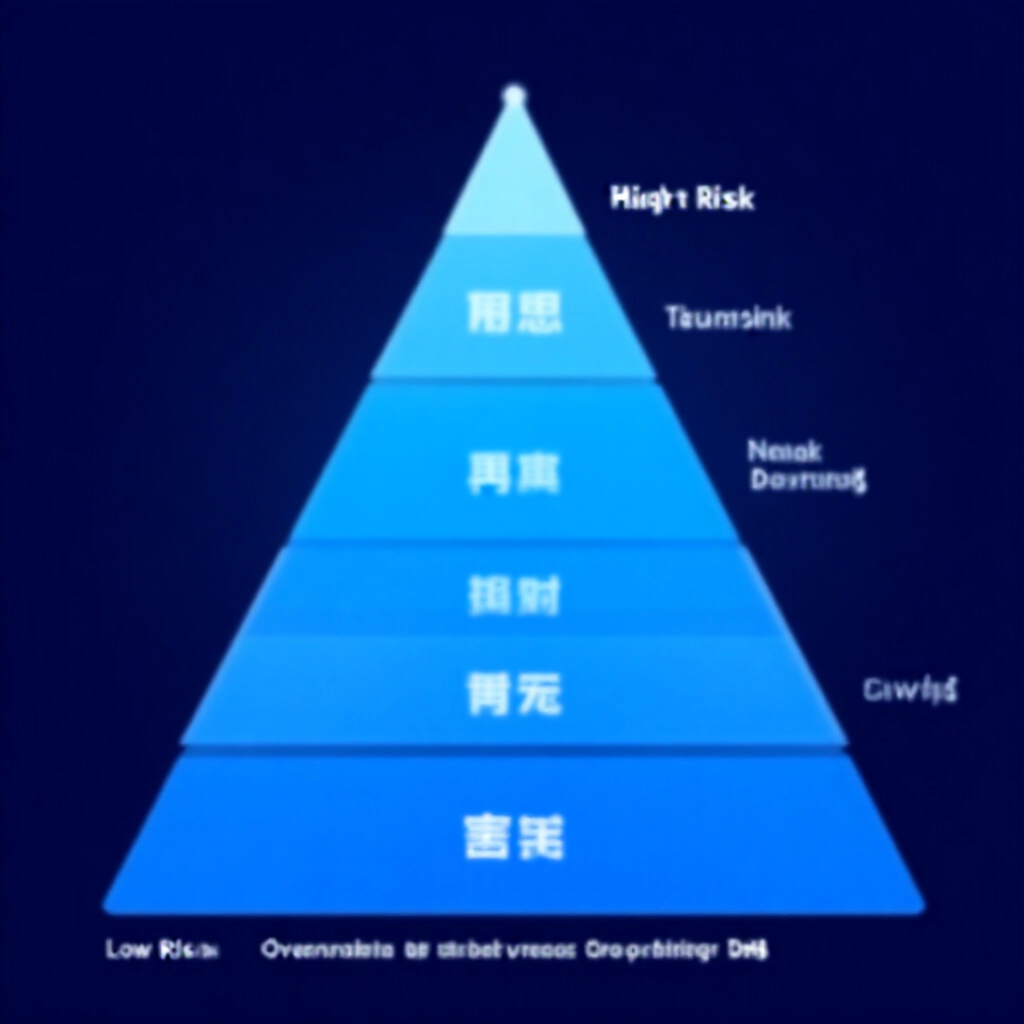 台灣法律風險金字塔圖示，低風險海外遊戲位於底部，高風險在地投注位於頂端，藍色漸層與陰影營造權威氛圍
