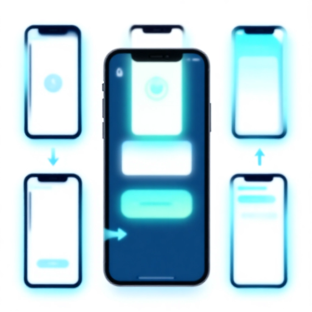 手機顯示下載APP、門號綁定與輸入碼的清楚步驟圖解,柔和發光介面與指引箭頭