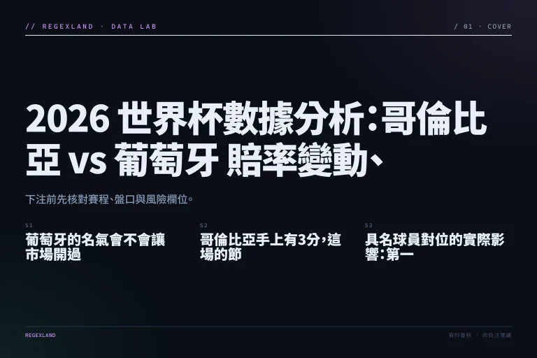 2026 世界杯數據分析：哥倫比亞 vs 葡萄牙 賠率變動、盤口欄位與風險 資訊圖封面